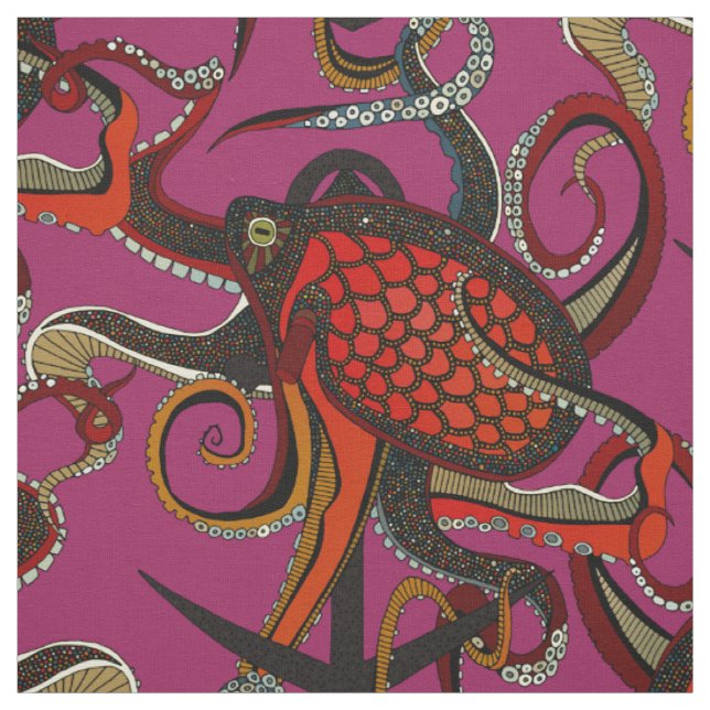 Tela pulpo tinta rosa baya (Retal)