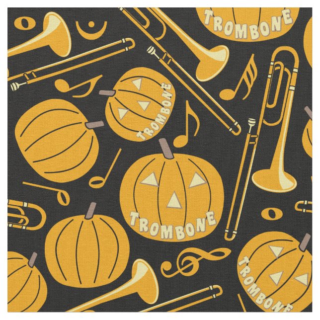 Tela Pumpkin Trombone Music Notes (De cerca)