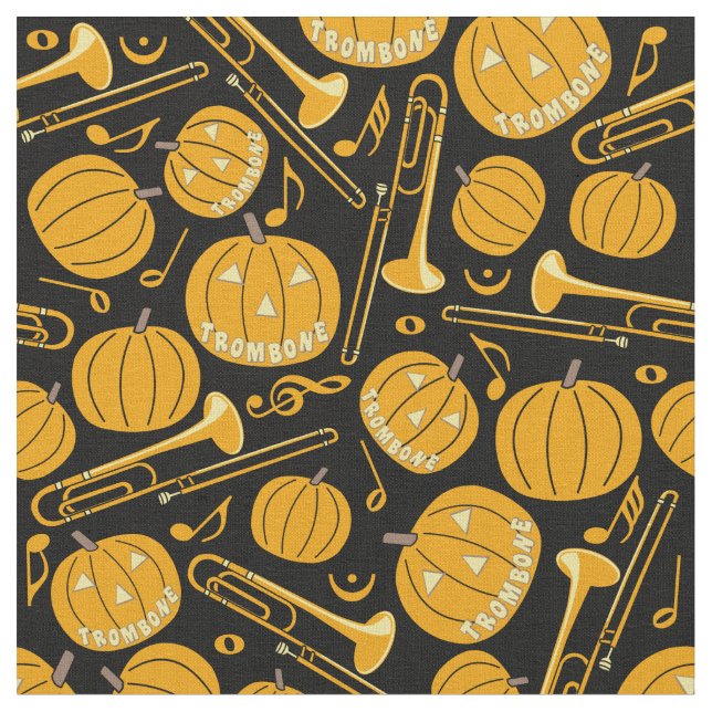 Tela Pumpkin Trombone Music Notes (De cerca)