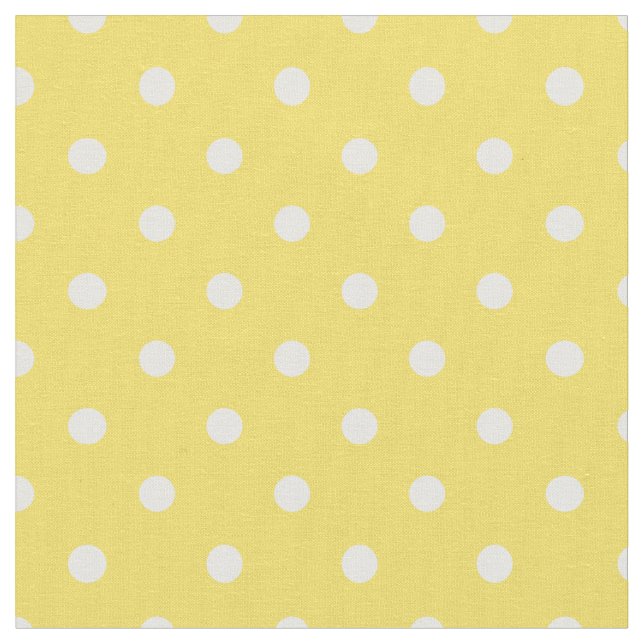 Tela Punto de polka amarillo y blanco (De cerca)