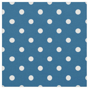 Tela Punto de polka azul y blanco