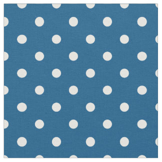 Tela Punto de polka azul y blanco