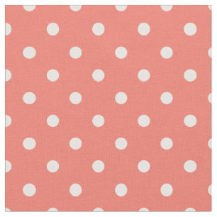 Tela Punto de polka blanco y eco de color