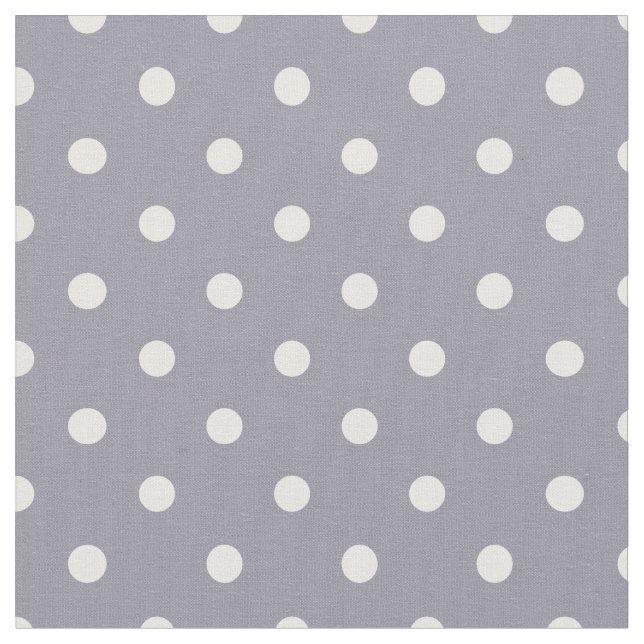 Tela Punto de Polka Blanco y Gris Lilac (De cerca)