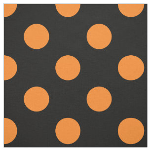 Tela Punto de polka negra Naranja de Halloween