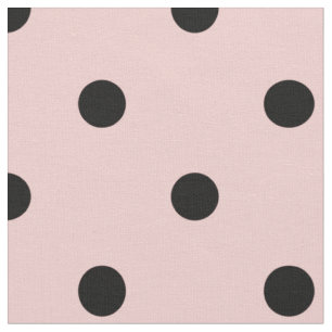 Tela Punto de polka negra rosa