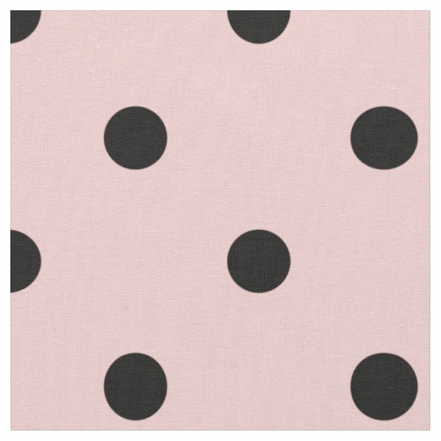 Tela Punto de polka negra rosa (De cerca)