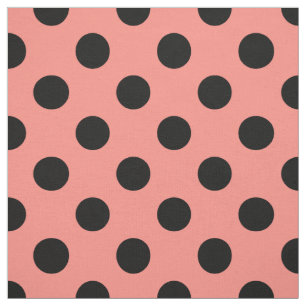Tela Punto de polka negro sobre melocotón
