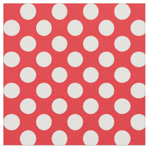 Tela Punto Polka blanco y rojo