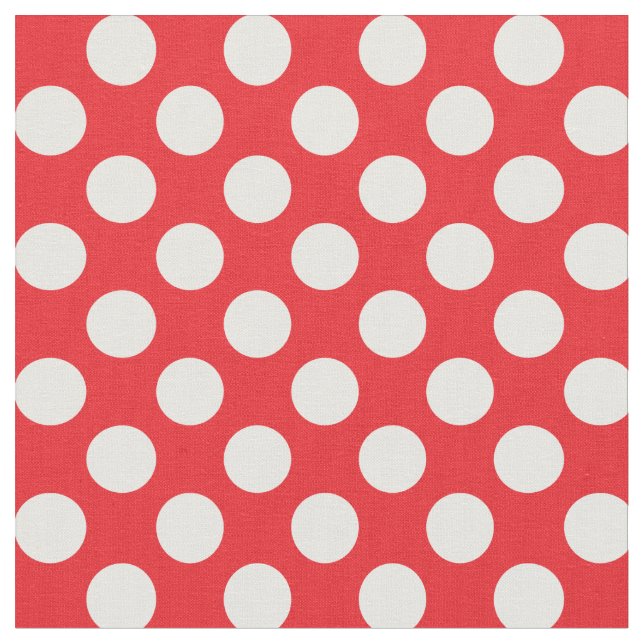 Tela Punto Polka blanco y rojo (De cerca)
