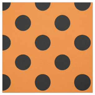 Tela Punto Polka del Naranja negro de Halloween