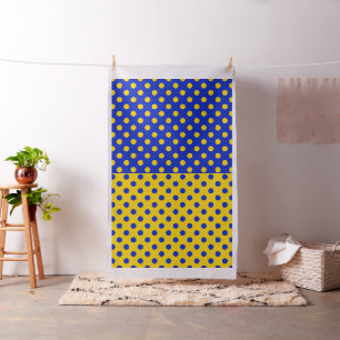 Tela Puntos azules y amarillos a mitades  