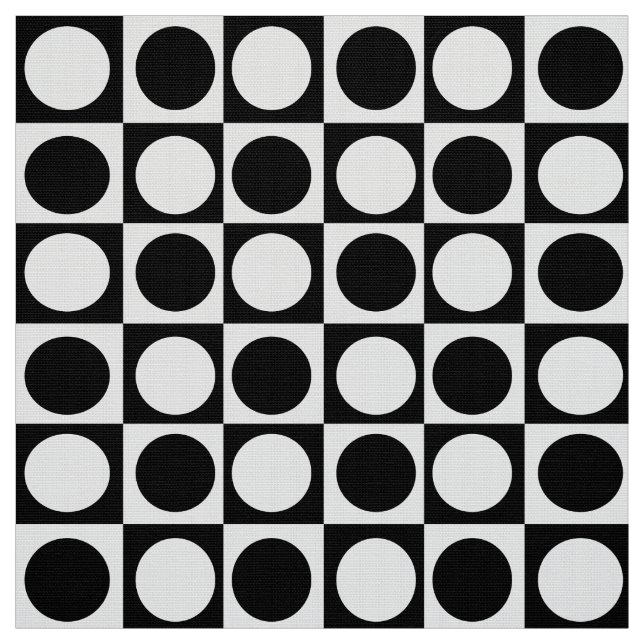 Tela Puntos Blancos Y Negros De Control Geométrico (Retal)