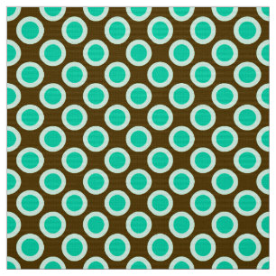Tela Puntos circundados retros, marrón y turquesa