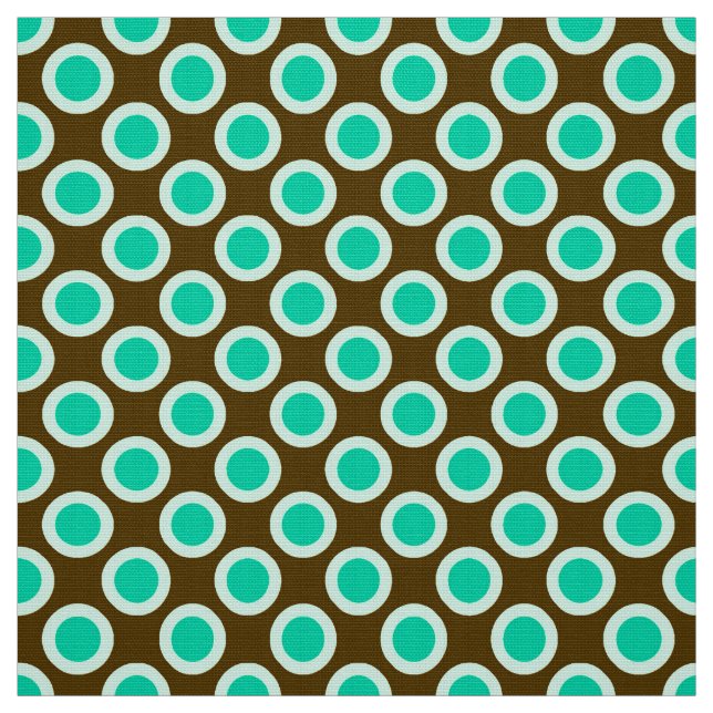 Tela Puntos circundados retros, marrón y turquesa (Retal)