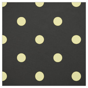 Tela Puntos de polka amarillo limón en negro