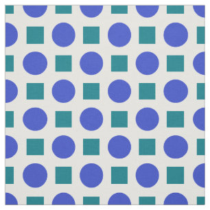 Tela Puntos de polka azul y cuadrados verdes