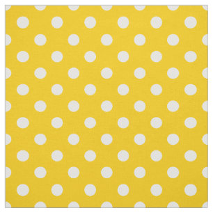 Tela Puntos de Polka Blanco Amarillo Textil