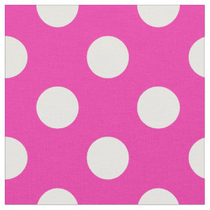 Tela Puntos de polka blanco en fuchsia