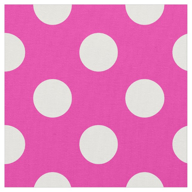 Tela Puntos de polka blanco en fuchsia (De cerca)