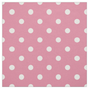 Tela Puntos de polka blanco rosado medio
