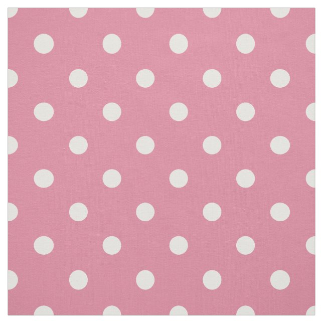 Tela Puntos de polka blanco rosado medio (Retal)