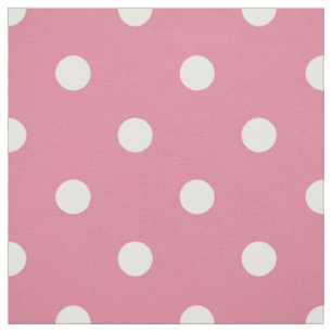 Tela Puntos de Polka blanco rosado medio (gran escala)