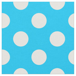 Tela Puntos de polka blanco sobre azul eléctrico