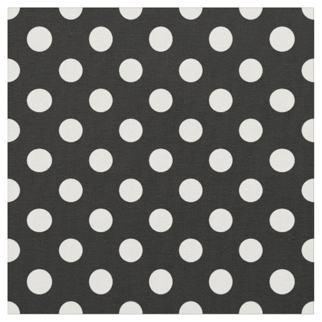 Tela Puntos de Polka Blanco sobre fondo negro (De cerca)