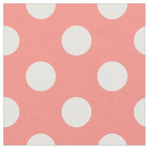 Tela Puntos de polka blanco sobre melocotón