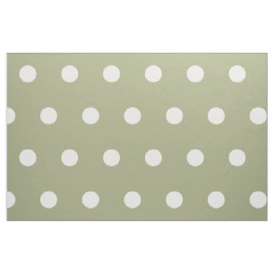 Tela Puntos de polka blanco sobre verde sabio