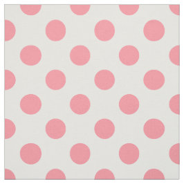 Tela Puntos de polka coral y blanco