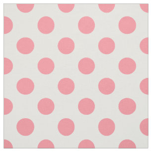 Tela Puntos de polka coral y blanco