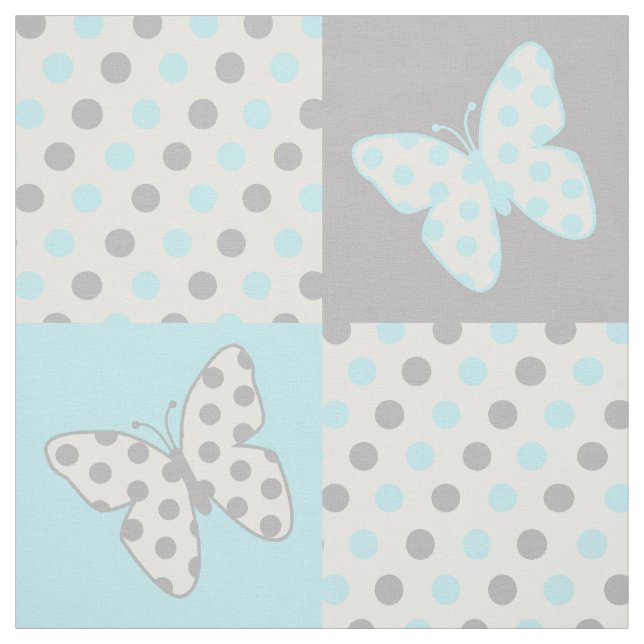 Tela Puntos de Polka Gris Azul Mariposa (Retal)