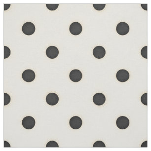 Tela Puntos de Polka Medianos Blanco Negro y Antiguo