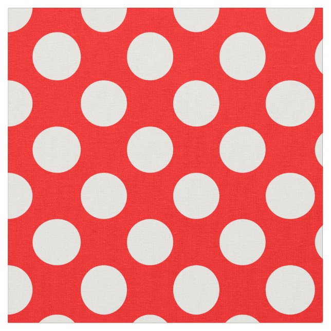 Tela Puntos de Polka Rojo y Blanco (De cerca)