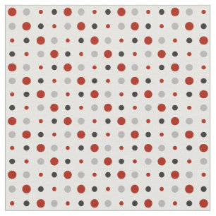 Tela Puntos de polka rojos, grises y blancos