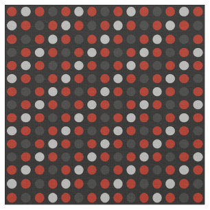 Tela Puntos de polka rojos, negros y grises