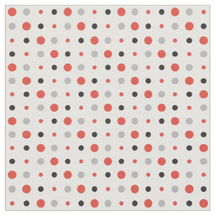 Tela Puntos de polka rojos, negros y grises