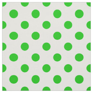 Tela Puntos de polka verde de fondo blanco