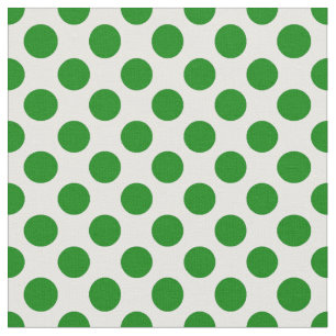 Tela Puntos de polka verde sobre el patrón blanco