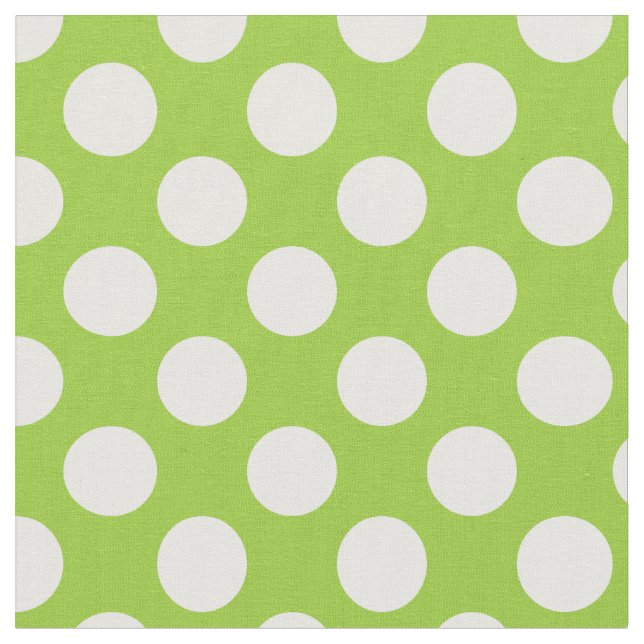 Tela Puntos de polka verde y blanco de Apple (De cerca)