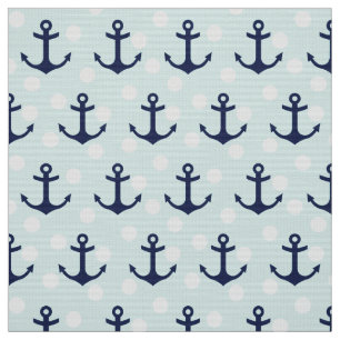 Tela Puntos Náuticos De La Moneda De La Polka Y Anclaje