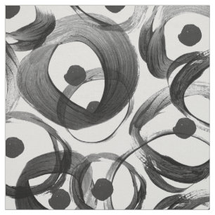 Tela Puntos negros blancos de moda de las pinceladas de