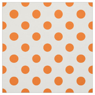 Tela Puntos Polka Naranja de fondo blanco