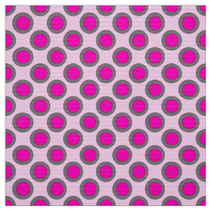 Tela Puntos retro en círculo, fucsia, gris y rosa