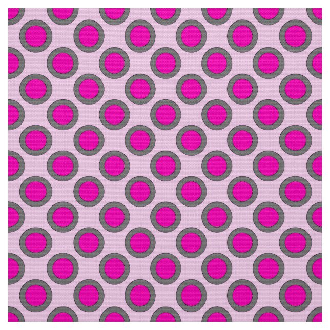 Tela Puntos retro en círculo, fucsia, gris y rosa (Retal)