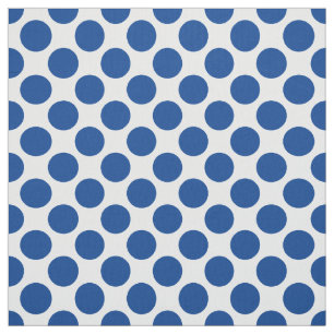 Tela Puntos retro grandes - azul cobalto y blanco