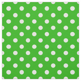 Tela Puntos verdes de polka blanca textil
