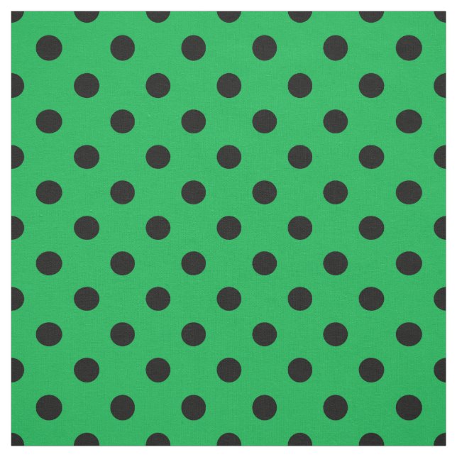 Tela Puntos verdes de polka negra textiles (Retal)